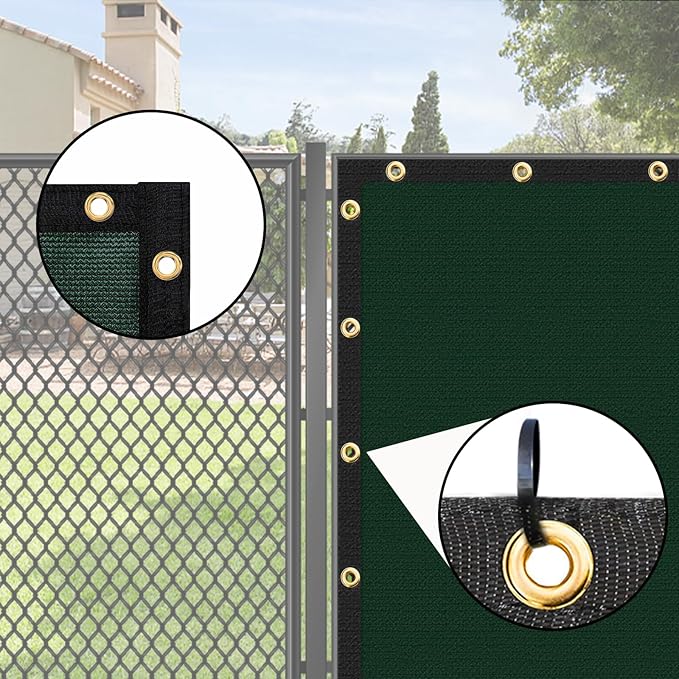 UPGRADE Privacy Screen 3' x 10' Fence Commercial Shade Cover with Brass Grommets Heavy Duty Perfect for Outdoor Back Yard, Dark Green, Customizable
