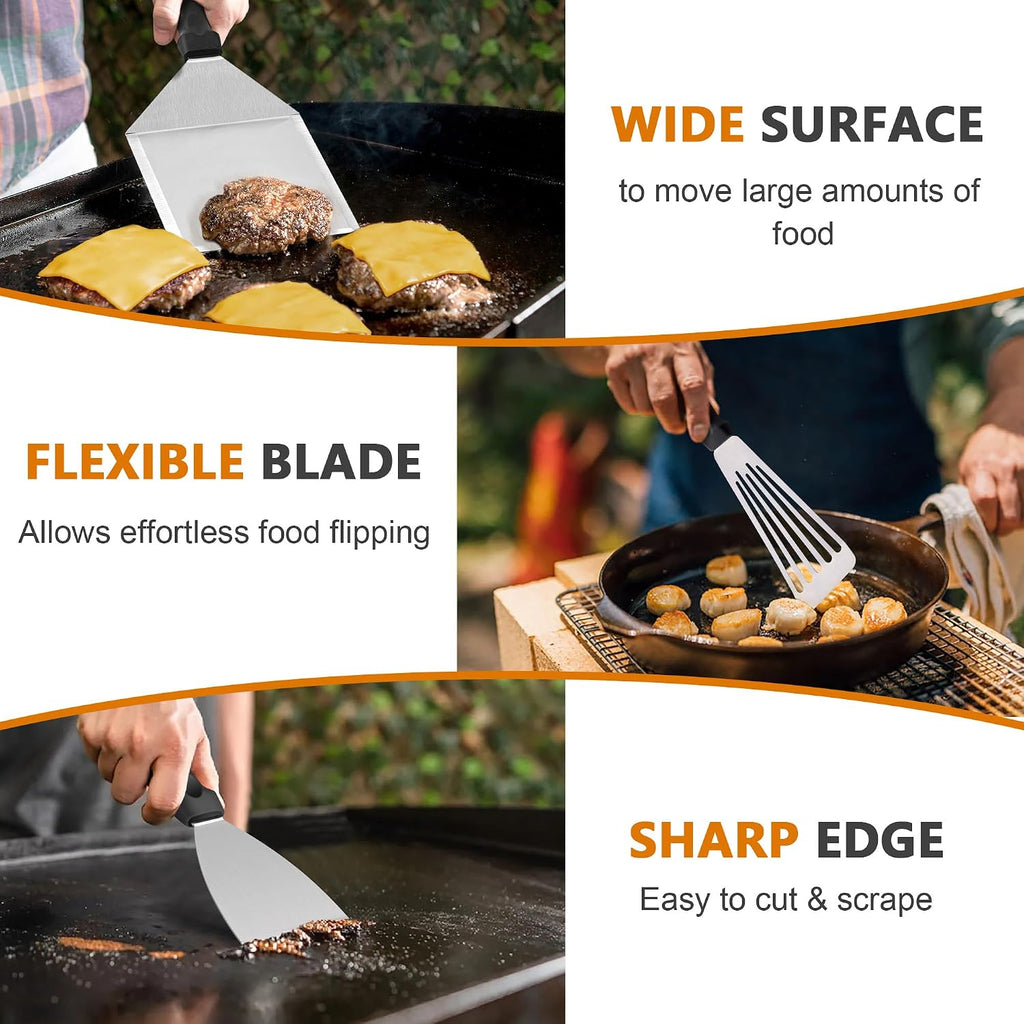 35Pcs Griddle Accessories Kit for Blackstone, Joyfair Flattop Grill Spatula | Grilling Accessory Tool Set with Stainless Steel Griddle Spatula Smash Burger Press Basting Cover Patty Maker For Outdoor BBQ