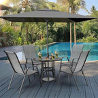 VINGLI Patio Chairs Set of 6 – Stackable Outdoor Dining Chairs with Comfortable Sling High Back Chairs and Armrests for Lawn, Poolside, Courtyard, Balcony, Garden, Silver Gray