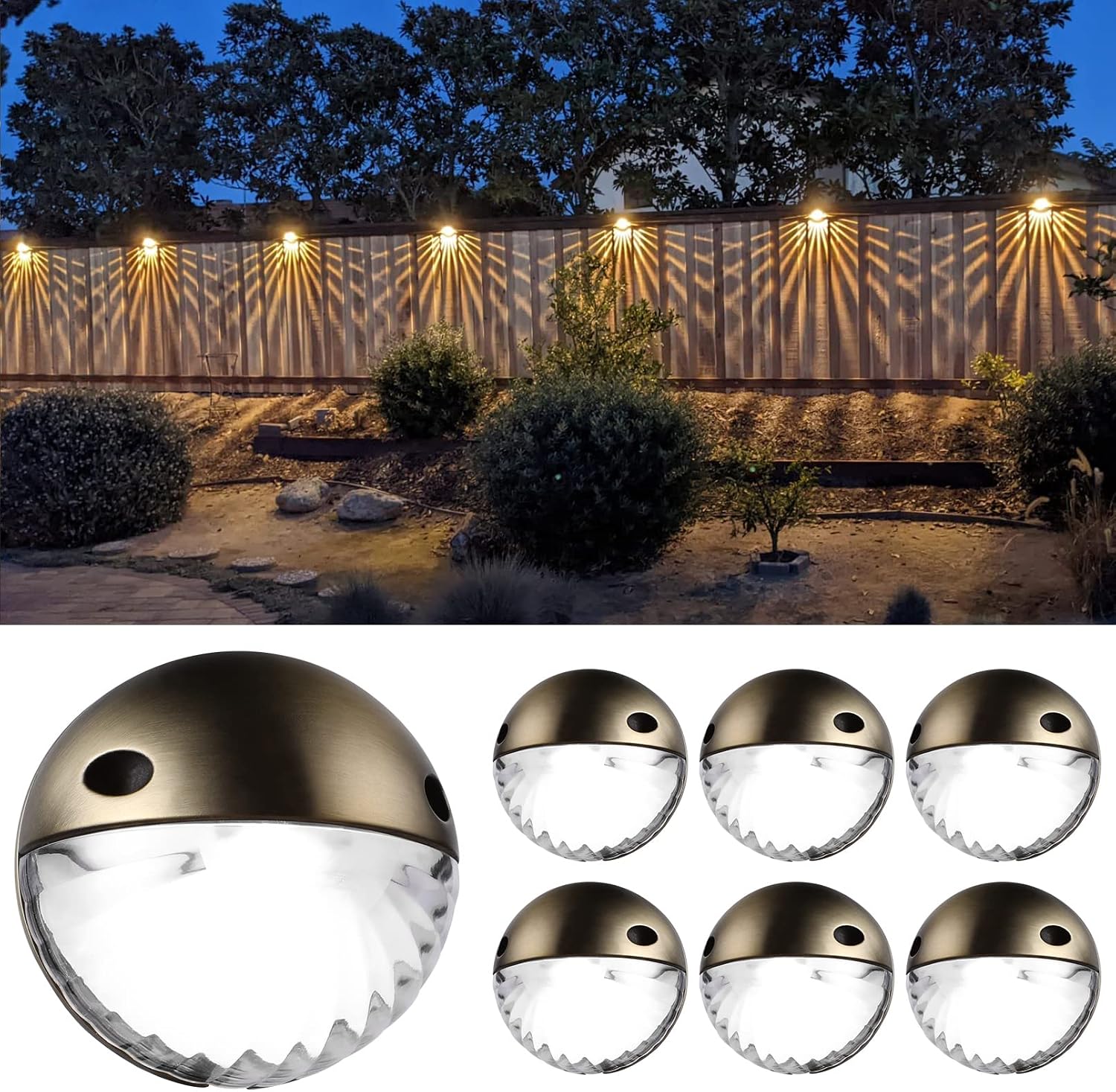 LEONLITE 6-Pack 3000K Unique Rays LED Deck Lights Outdoor Bronze | 12V Low Voltage, Landscape Step Railing Fence Light, Warm White, IP65, Landscape Deck Light for Backyard, Aluminum