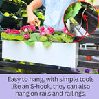 LaLaGreen Wall Planters (30 Inch, 2 Pack) White Carbon Steel Metal Hanging Flower Pots, Long Rectangular Wall Mount Window Box Planter for Succulents, Floating Shelf Outdoor Fence Deck Garden Decor