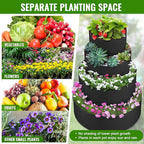 4 Pcs Plant Grow Bags 4 Tiered Strawberry Planter Tower Fabric Raised Garden Beds, 39 Inch Nonwoven Strawberry Pyramid Planter for Vegetables Flower Herbs Gardening Outdoor Growing (Black)