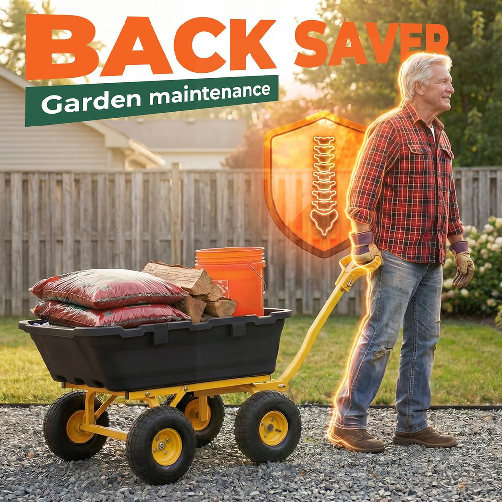 sekey garden dump cart, 1000 lb capacity, quick-release, close-up detail