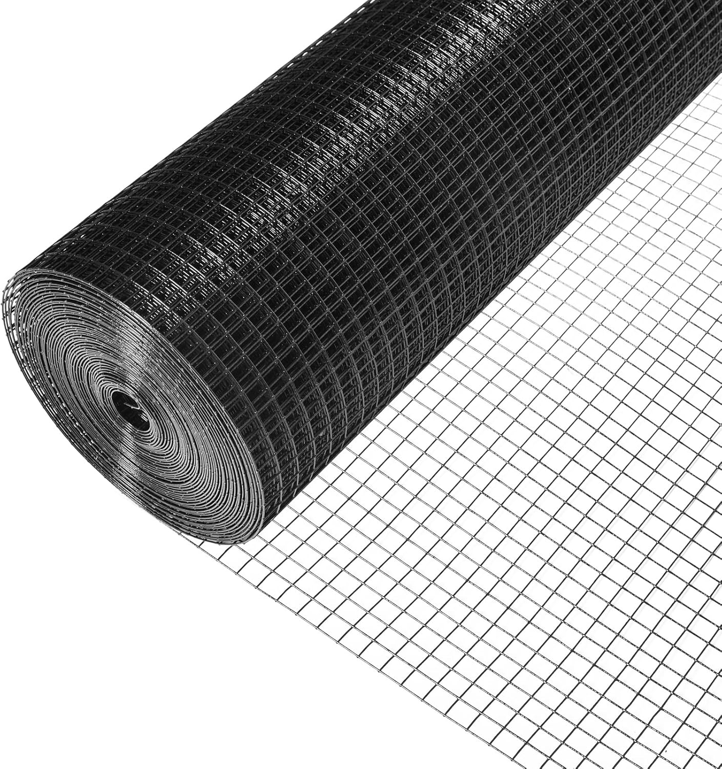 Hardware Cloth 1/2 inch, Black Vinyl Coated Hardware Cloth 19 Gauge 16 inch x 25 ft Black PVC Welded Wire Fence for Poultry Netting, Garden Fencing, Tree Guard Rolls and Cage Fence