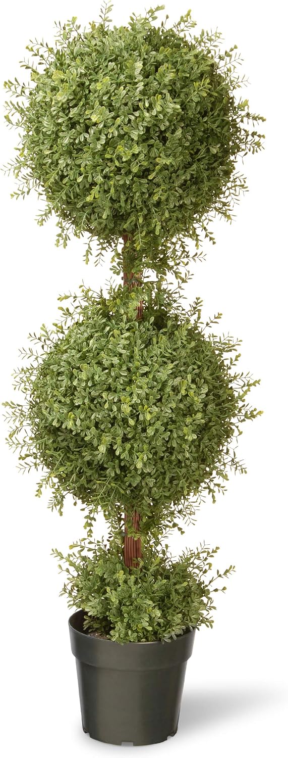 national tree company artificial two ball topiary, green, main product view