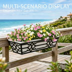 window planter box, railing planter box with non-woven, front angle view