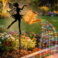 Solar Powered Fairy Water Bottle Light, Garden Decorative Iron Beautiful Fairy Flowing Water Bottle Ground Lamp, Wireless Twilight to Dawn LED Light Waterproof.