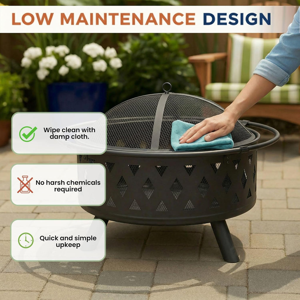 pure garden outdoor fire pit with cross weave, package contents