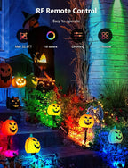 12W RGBW Color Changing Landscape Lights - Low Voltage LED Landscape Lighting, Remote Control Spotlight Outdoor Waterproof Garden Pathway Halloween Christmas Spot Lights, 8 Pack with Connector