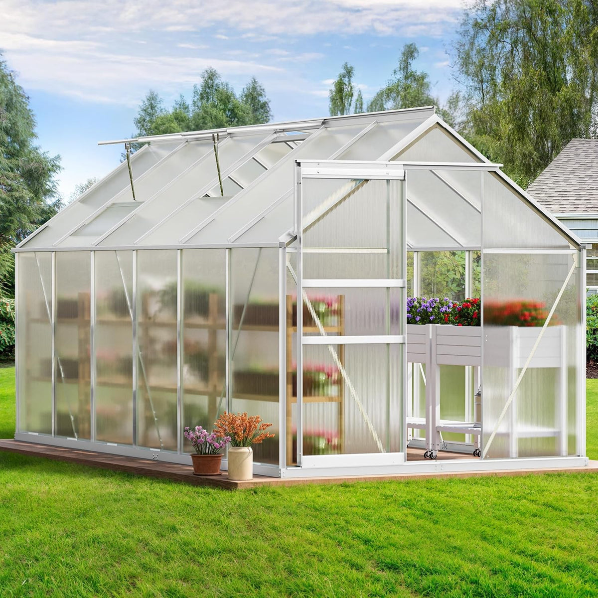 yitahome 12x6ft polycarbonate greenhouse large heavy duty green, main product view