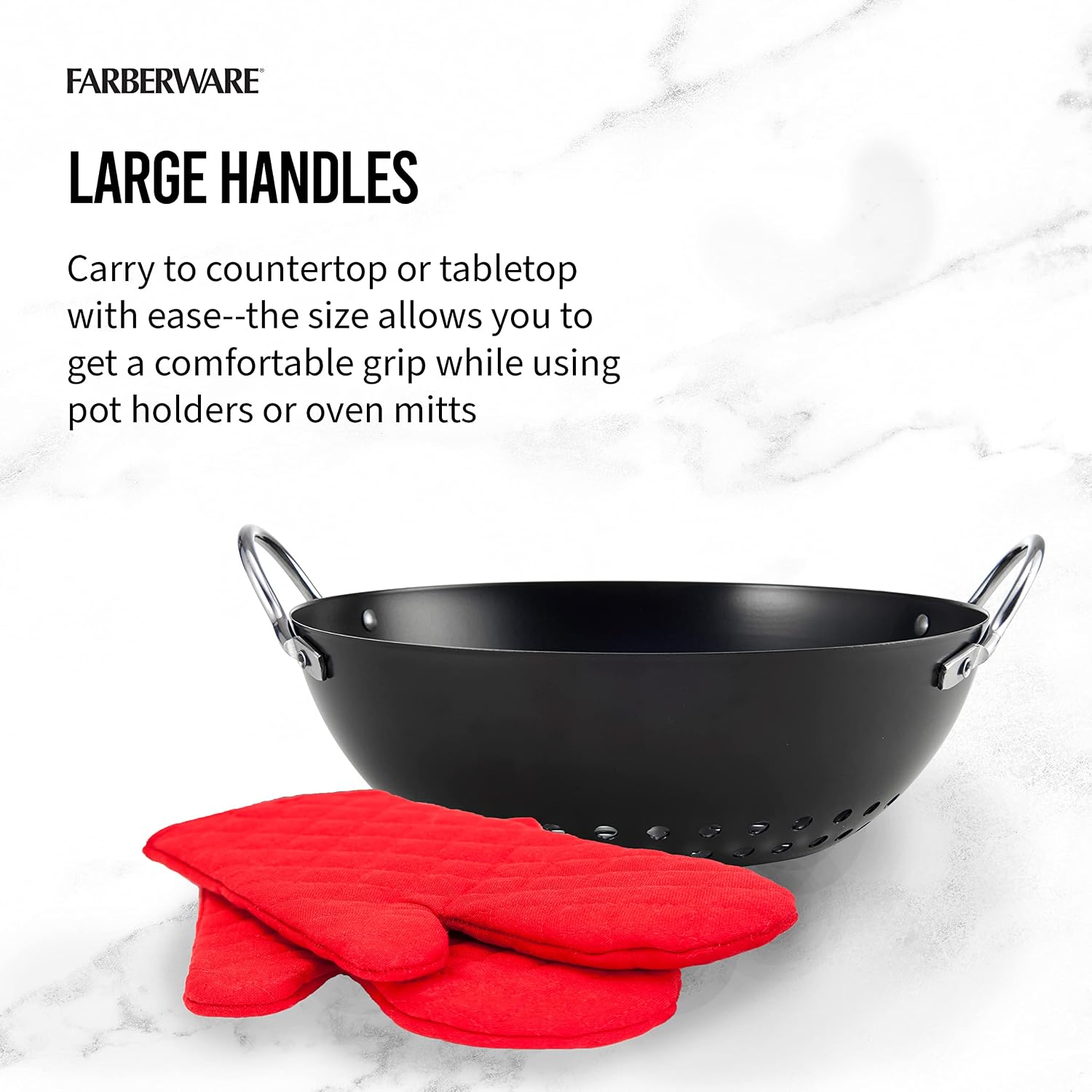 Farberware Barbecue Nonstick Mini Round Wok Topper, 8-Inch, Black