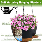 10 inch Hanging Planters for Indoor Plants, 3 Pack Self-Watering Hanging Planter Pots with Chain and Drainage Holes, Outdoor Plastic Hanging Baskets for Garden Home Decor