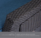 Grand patio Outdoor Recliner Chair Patio 150° Lay Flat Recliner with Flip Table Wicker Reclining Lounge Chair Peacock Blue