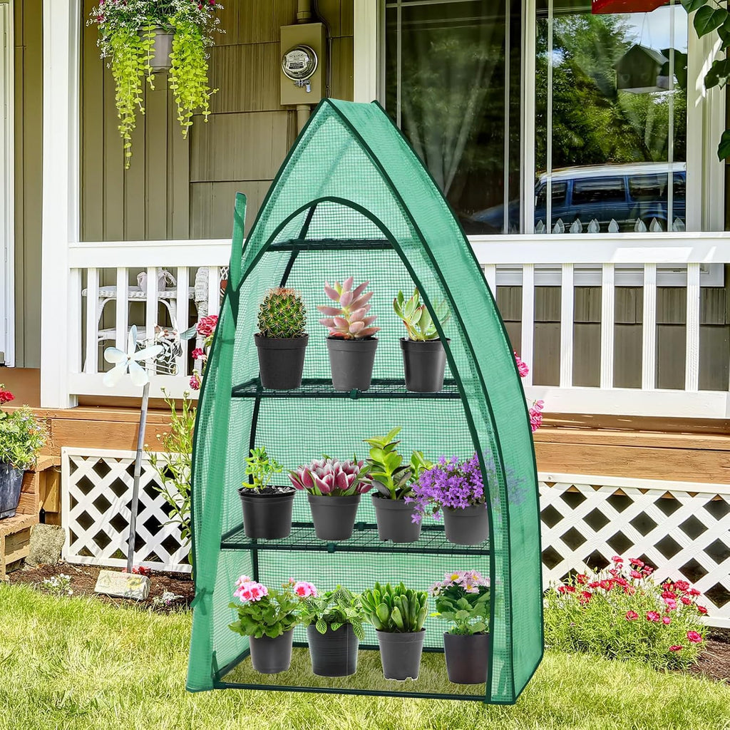 eagle peak mini greenhouse for indoor outdoor, 35x18x63 showing dimensions