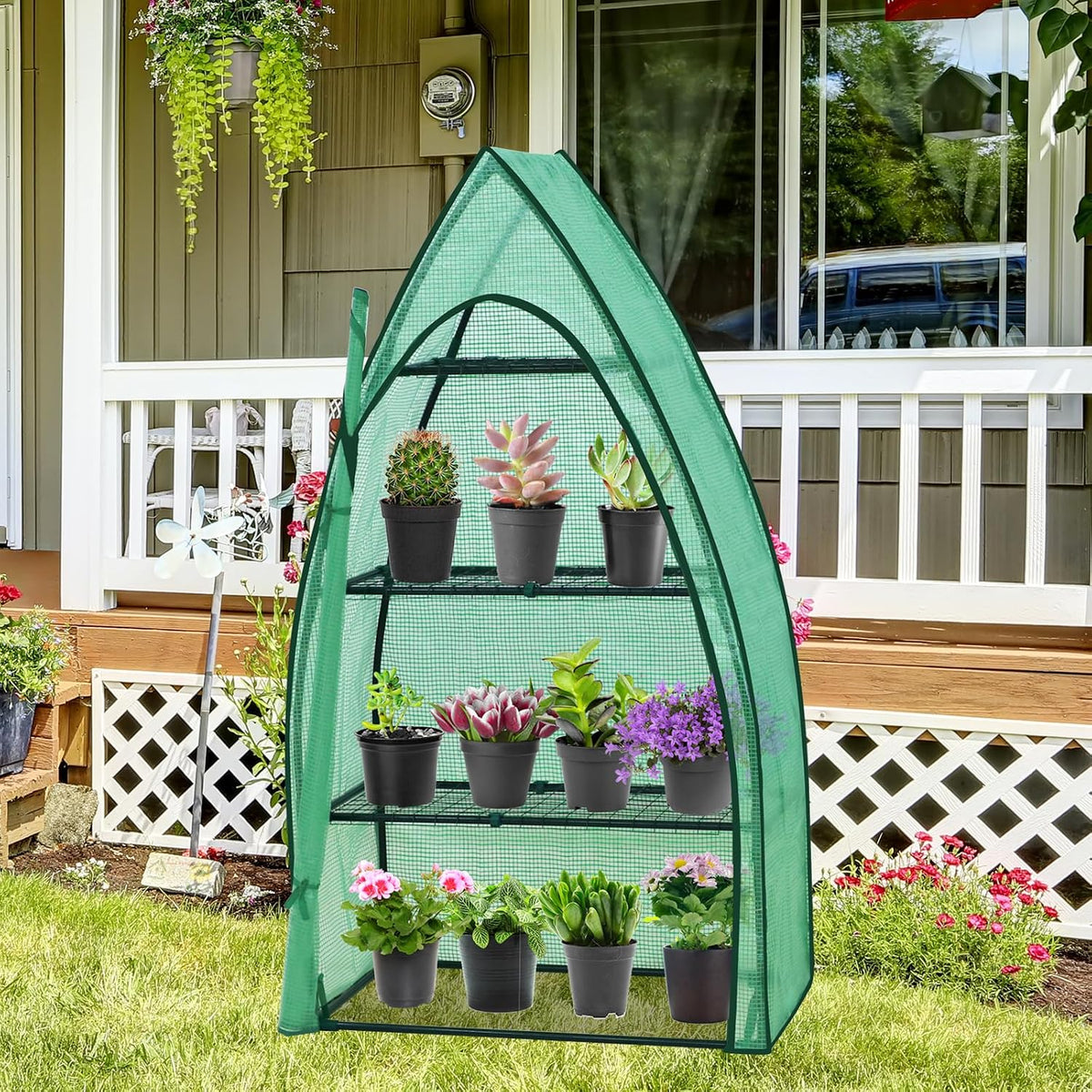 eagle peak mini greenhouse for indoor outdoor, 35x18x63 showing dimensions