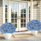 22 Pack Artificial Flowers Outdoor Fake Plants, Faux Flowers UV Resistant with Plastic Plants, Faux Silk Flowers for Outdoors Outside Front Porch Hanging Planter Window Box Garden Decoration(Blue)
