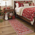 Christmas Runner Rug 2x6 Red Rugs for Hallway Winter Home Decor | Washable Entryway Rugs Runner, Non Slip Kitchen Rug, Xmas Elk Stain Resistant Bathroom Bedside Carpets for Holiday Decor