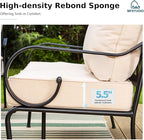 MFSTUDIO 7 Seats Large Metal Patio Conversation Sets, 5 Pieces Outdoor Furniture Sofa with 2 Fixed Chairs, 1 Sofa(3-seat), 1 Loveseat and Table for Outside Balcony Backyard Poolside