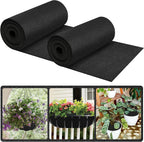 Riare 16x120 Inch Black Felt Planter Liner Roll- 2 Rolls Non-Woven Fabric Planter Liner for Outdoor Plants, Coco Liner Roll Alternative Basket Planter Liner for Planters Hanging Basket Window Box