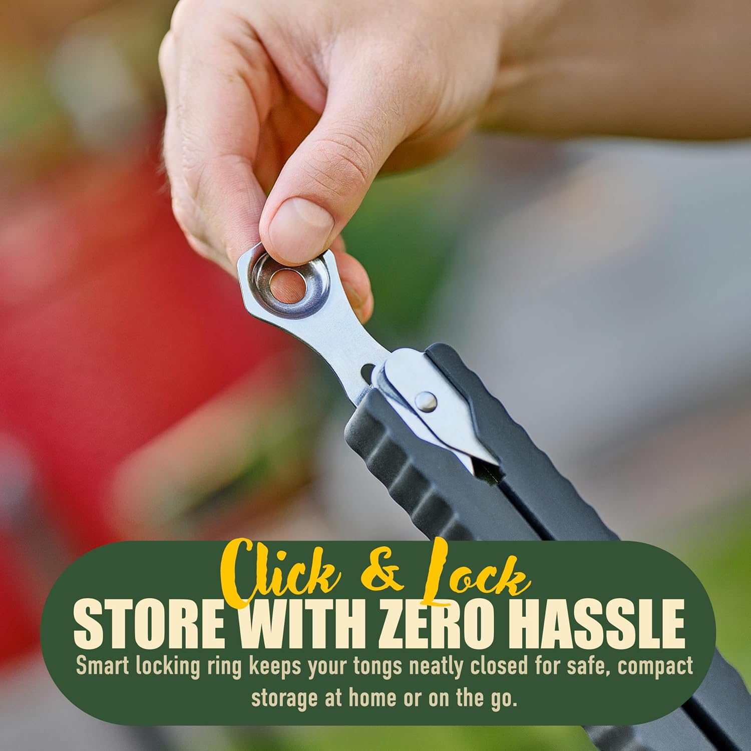 24 inch BBQ Tongs - 1 Year Warranty, 100% Stainless Steel Long Metal Grill Tongs for Outdoor Grill, Non Slip Handle, Locking Mechanism, Heat resistant, Pinzas de Cocina for steak, hot dog and more