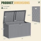 JUMMICO 250 Gallon Outdoor Resin Deck Box with Divider, Waterproof Storage Box with Lockable Lid&Side Handles for Garden Tools, Pools Supplies (Gray)