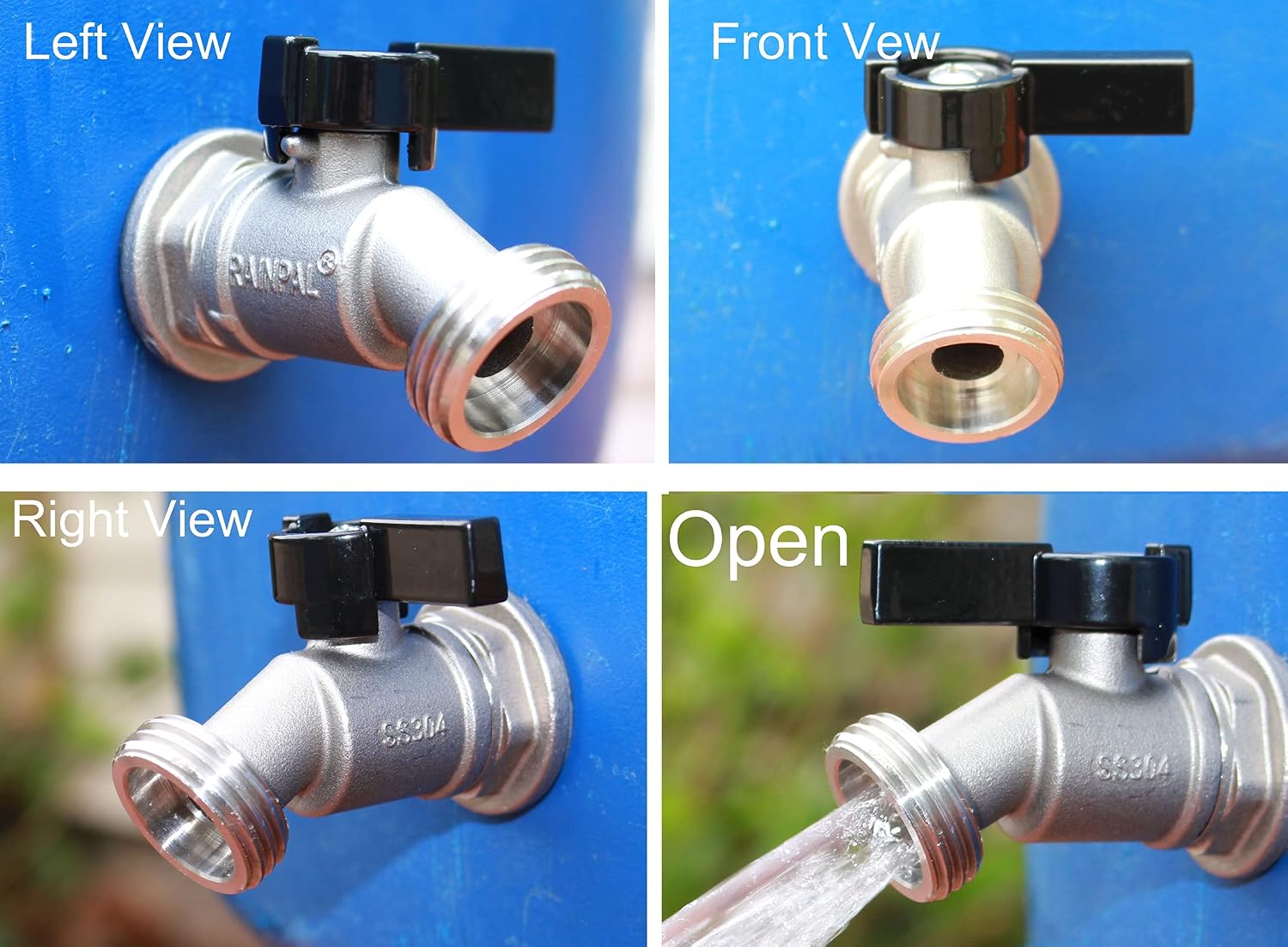 RBS006 Stainless Steel Rain Barrel Spigot (Quarter Turn Ball Valve)