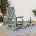 Oversized Outdoor Rocking Chair, Porch Rocker with High Back, Grey | HDPE Patio Rocking Chairs, Weather Resistant & 350lbs Heavy Duty Porch Rocker with High Back for Backyard,Garden and Balcony