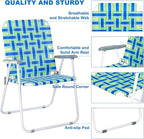 VINGLI Patio Lawn Webbed Folding Chairs Outdoor Beach Portable Camping Chair for Yard, Garden (4, Blue, Oversized)