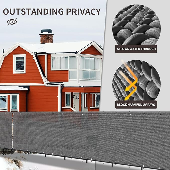 LOVE STORY Custom Size 3.3'x20' Dark Grey Balcony Privacy Screen,UV Block Privacy Fence Screen,90% Shield for Outdoor Pool Garden Apartment Railing