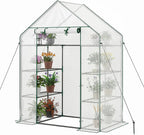 giantex walk-in greenhouse, 4 tier 8 shelves, portable, main product view