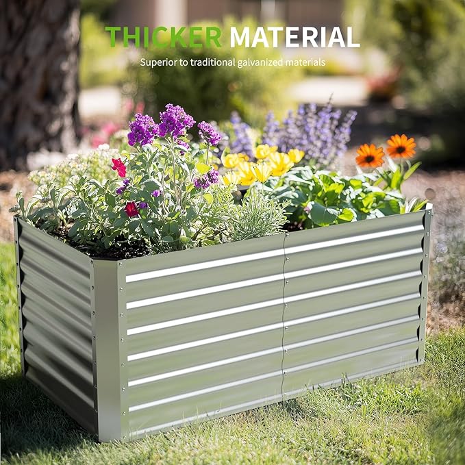 4X2X2ft (1 Pack) Galvanized Raised Garden Bed,Outdoor Planter Box Metal Patio Kit Planting Bed for Vegetables Flowers Herb