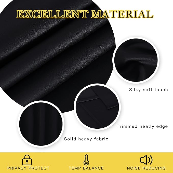 NICETOWN Blackout Curtain Drape for Night Shift - Light Reducing Thermal Insulated Solid Grommet Blackout Window Treatment for Living Room (1 Piece, W66 x L72, Black)