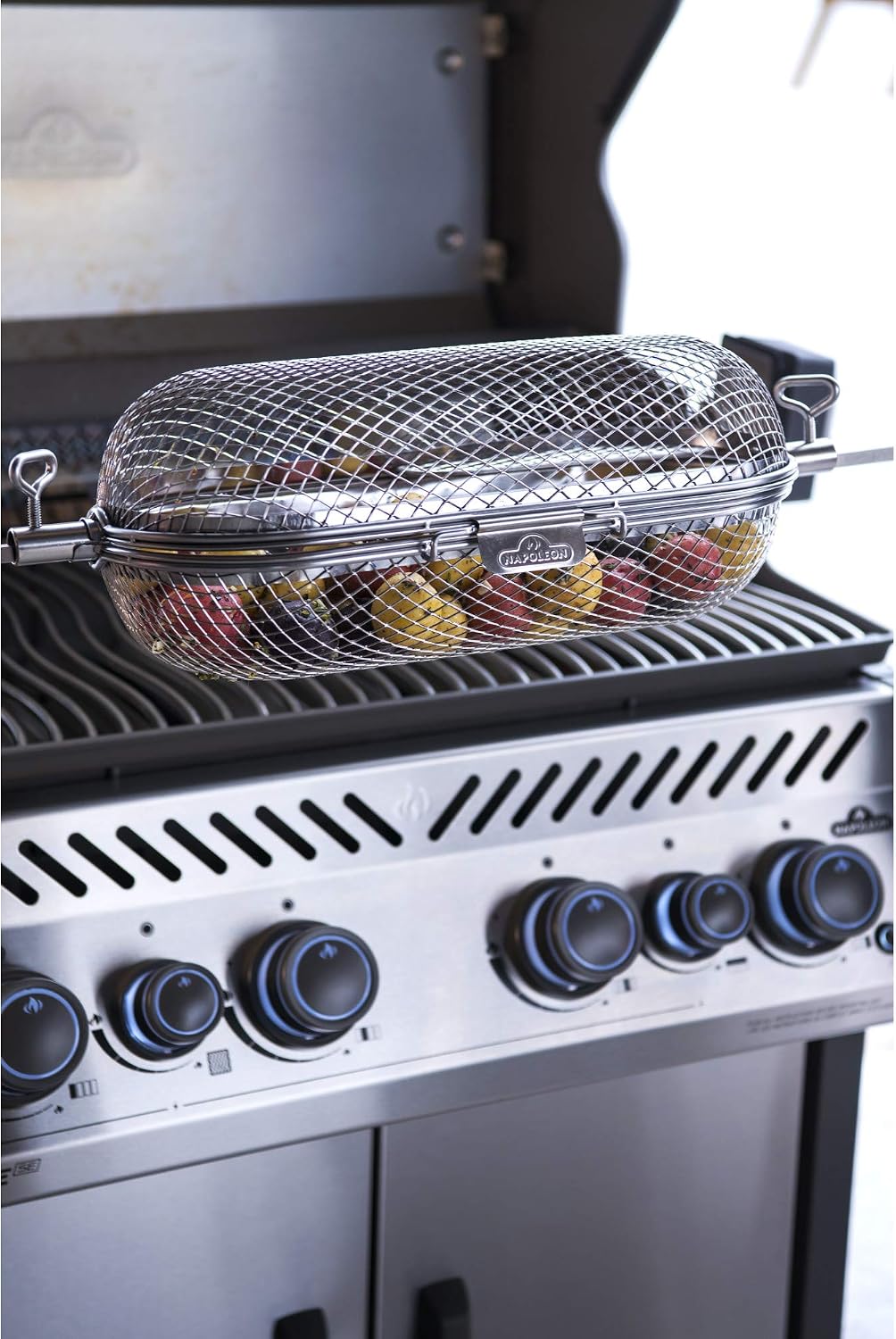 Napoleon Rotisserie Grill Basket - Stainless Steel, Fits Standard Spit Rods, Best For Wings, Fries And Roasted Veggies