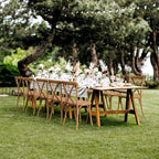 VINGLI Plastic Outdoor Dining Chairs Set of 2, Stackable Patio Dining Chairs with X Back, Waterproof Kitchen & Dining Room Chairs for Indoor-Outdoor, Capacity 400 lbs, Farmhouse Brown
