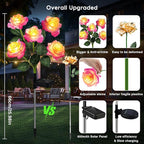 8 Pack Solar Flowers Lights Outdoor Waterproof for Garden Decor, Solar Garden Lights for Outside, Outdoor Solar Lights for Yard with Solar Rose Lights, Yard Decorations