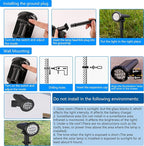 Solar Spot Lights Outdoor，Solar Lights Outdoor Waterproof IP68，Dark Sensing Auto On/Off，Suitable for Garden, Corridor Landscape Lighting and Flag Lighting. (Warm White, 4-Pack)