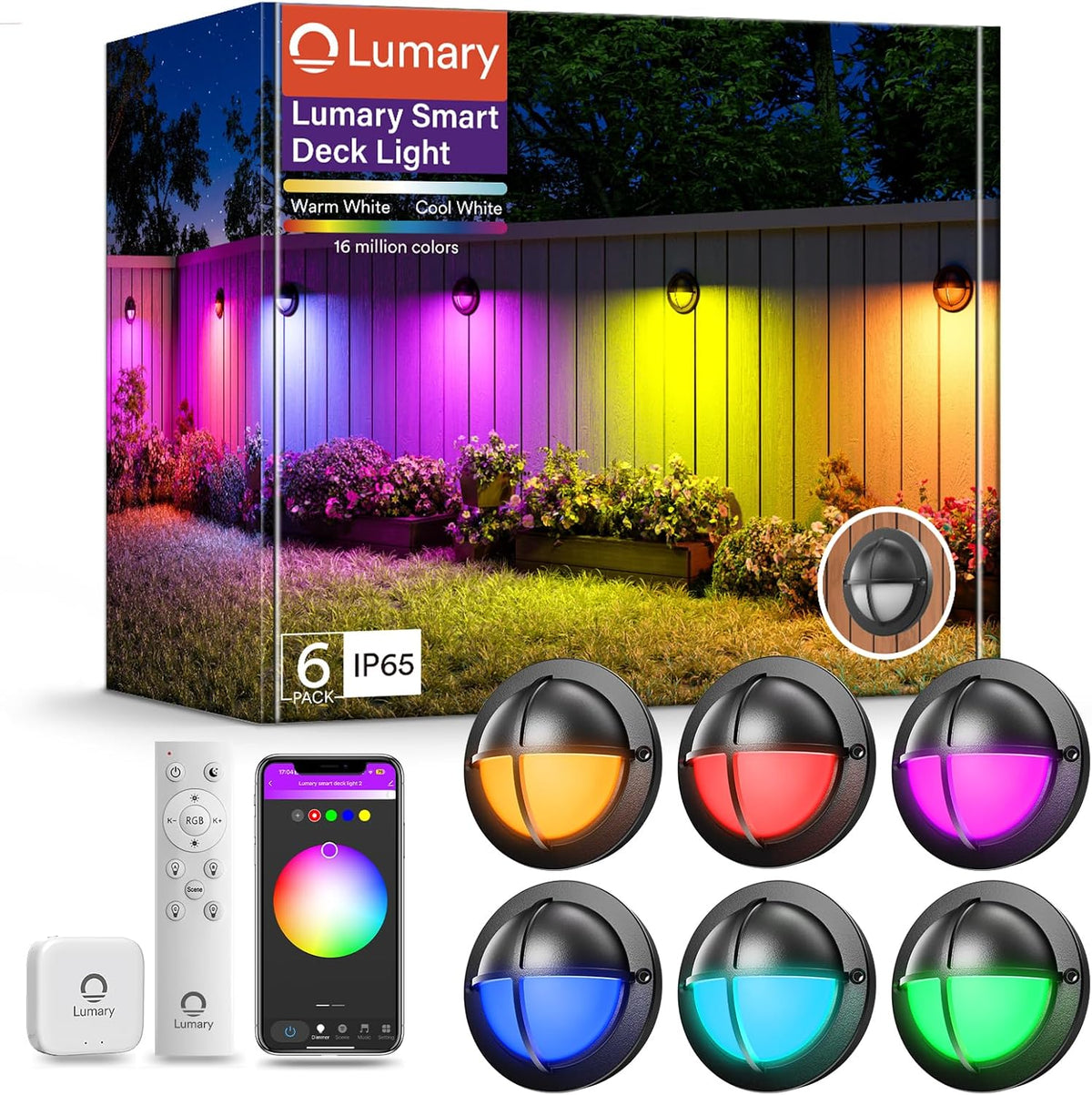 lumary smart low voltage deck lights with hub, main product view