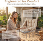 Hanging Basket Egg Cushion, Round Seat Thick Back Pillow, Courtyard Swing Cushion(Coffee)