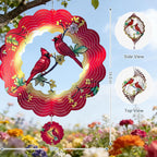 Cardinal Wind Spinners Gift for Women Men Grandma, 12 Inch 3D Metal Wind Spinners Outdoor/Indoor Hanging Deco, Stainless Steel Kinetic Art Hanging Sculpture for Yard Garden Decoration