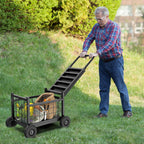 garden cart with seat,3-in-1 rolling seat with wheels shown in use