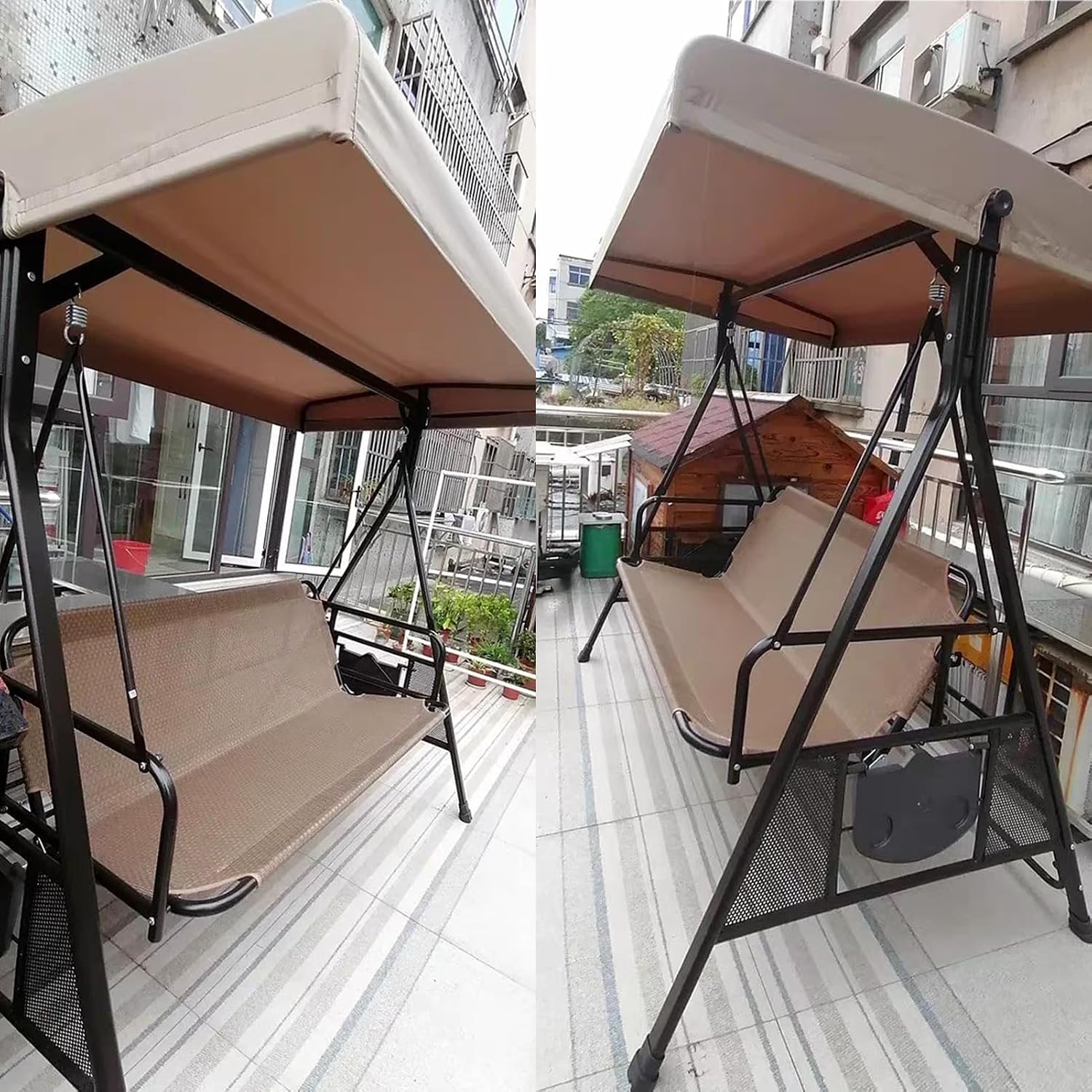 Replacement Roof for Garden Swing, Replacement Cover, Swing Canopy, Replacement Swing Canopy for 3 Seater Garden Swing, for Outdoor Use(Size:118 * 198cm/46 * 77in)