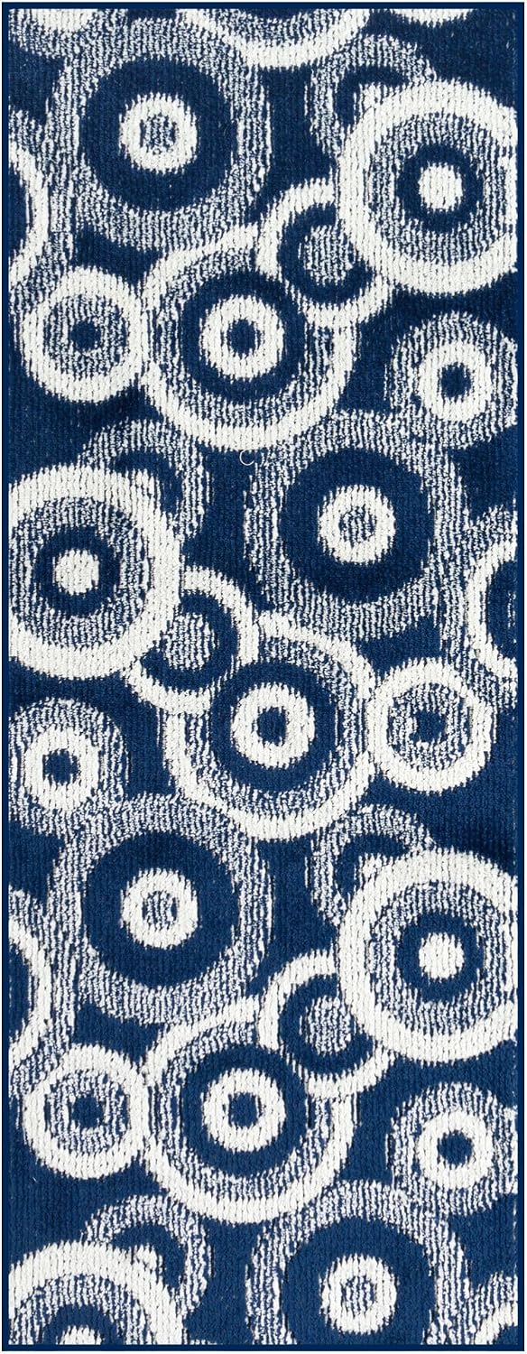 25 ft Extra Long Blue Hallway Runner Rug | Non-Slip & Machine Washable | Custom Cut to Size 2'3" x 25' (Runner) | REMNAZ