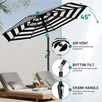 AreShark 9 FT Patio Umbrella for Outdoor, Outdoor Table Umbrella with Push Button Tilt and Crank, Outdoor Patio Umbrellas with 8 Sturdy Ribs for Market, Garden, Pool (Black & White Stripe)
