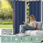 Outdoor Curtains for Patio Waterproof 6 Panels - Windproof, Privacy, Weatherproof Outside Drapes for Gazebo Pergola Porch, Grommet Top and Tab Bottom, 54x84 Inch, Navy
