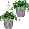 QCQHDU Self Watering Hanging Pots, 2 Pack 5.7 Inch Hanging Planters for Plants Indoor, Outdoor Flower Pots with Drainage Holes and 3 Hooks Chains for Garden Home (Gray)