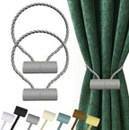 Hion Magnetic Curtain Tiebacks Grey 2pcs, Curtain Tiebacks Buckles Holdbacks Holders Hooks Clip for Home Bedroom Office Decorative Curtain