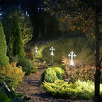 Riakrum 4 Piece Solar Cross for Cemetery Grave Grave Crosses for Cemetery Memorial Stake Solar Lights Waterproof Outdoor Garden Stake Cemetery Cross for Grave Yard Decorations, 16 Inches Long