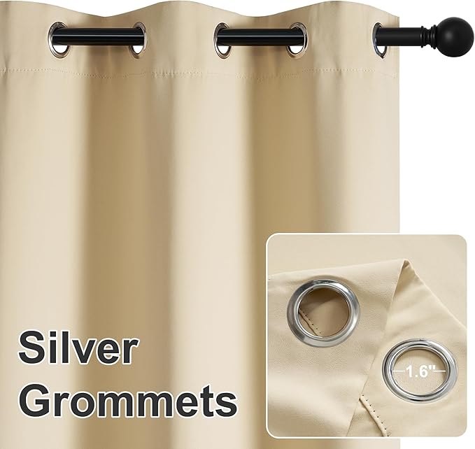 RYB HOME Extra Wide Outdoor Curtains for Patio Waterproof Heavy Duty Thermal Insulated in Summer Full Coverage Privacy for Gazebo, Cabana & Pergola, W100 x L108, Biscotti Beige, 1 Panel