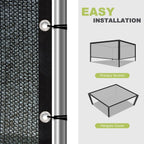 50% patio shade cloth 10×20 ft with grommets showing dimensions