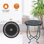 Indoor Outdoor Small Metal Round Side Table, 14 Inch Patio Coffee Bistro Table, Weather Resistant Black Metal Side Table for Patio Balcony Yard Porch Garden, Plant Stand for Indoor Outdoor Use